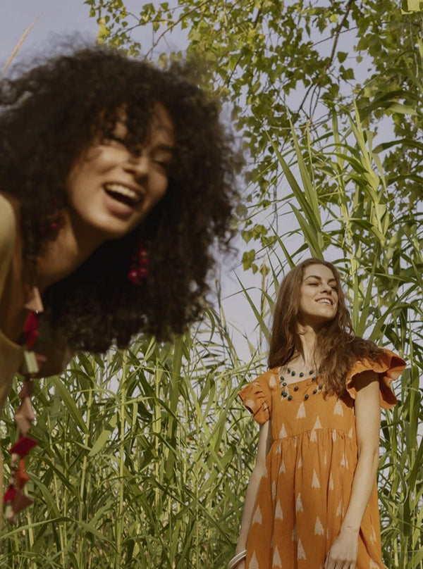 Vestito cotone mini Bharti - arancione - Bijondo