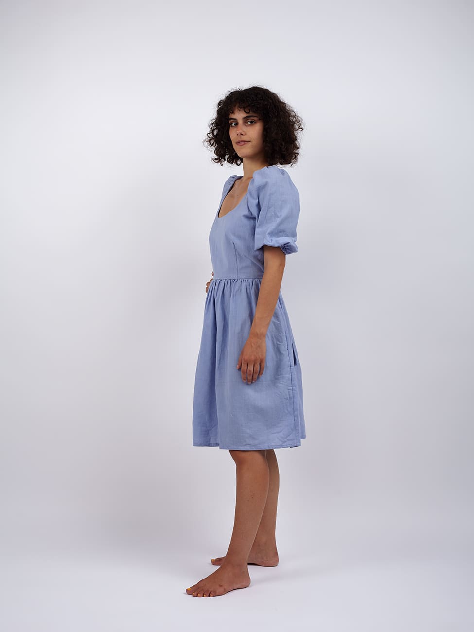 Vestito cotone mini Saraswati - lilla - Bijondo