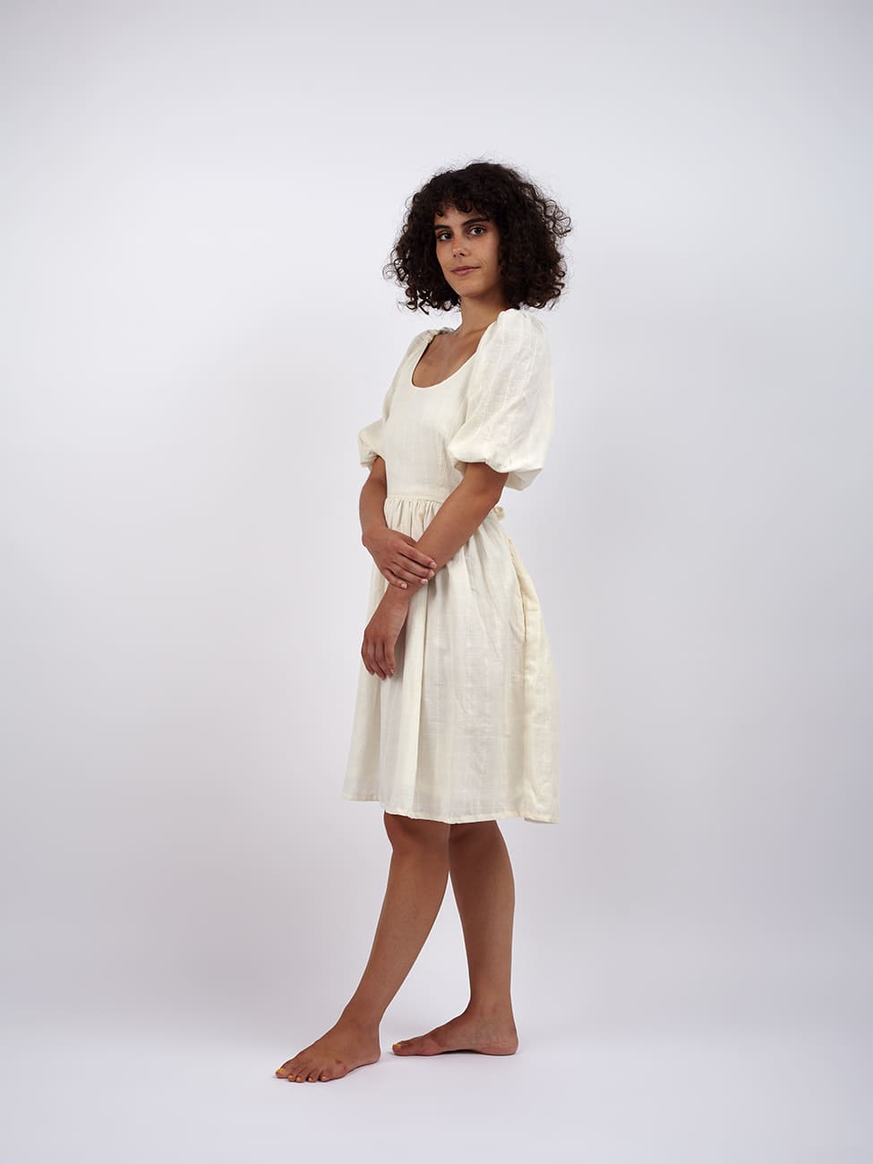 Vestito cotone mini Saraswati - bianco - Bijondo