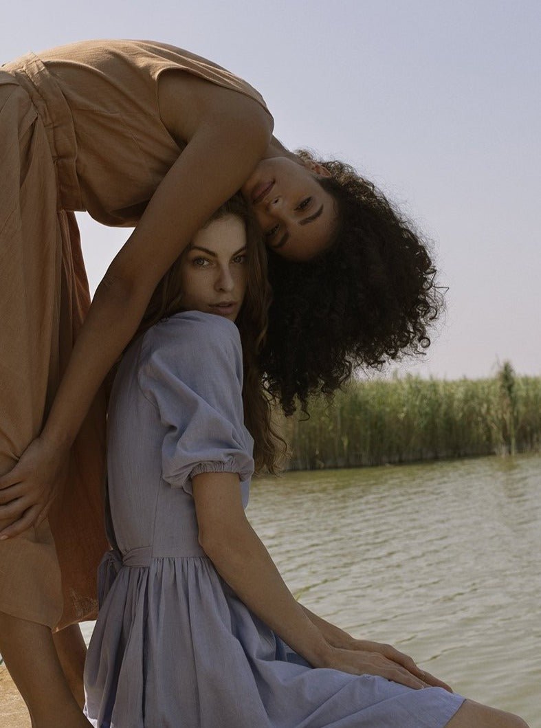 Vestito cotone mini Saraswati - lilla - Bijondo