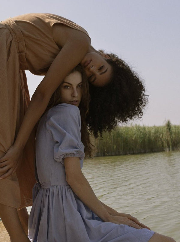 Vestito cotone mini Saraswati - lilla - Bijondo