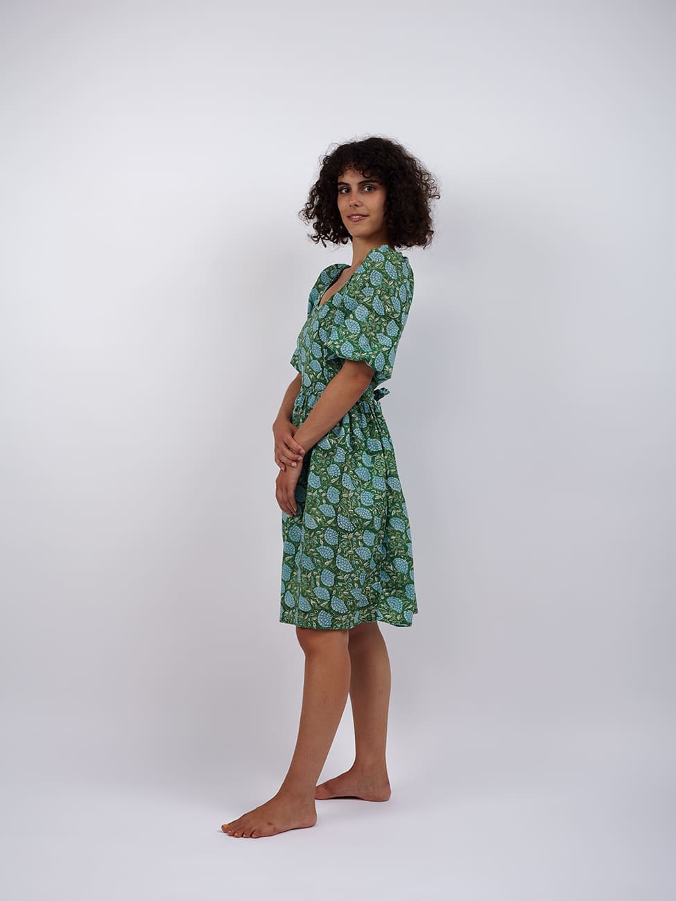 Vestito cotone mini block print Saraswati - XS-S - Bijondo