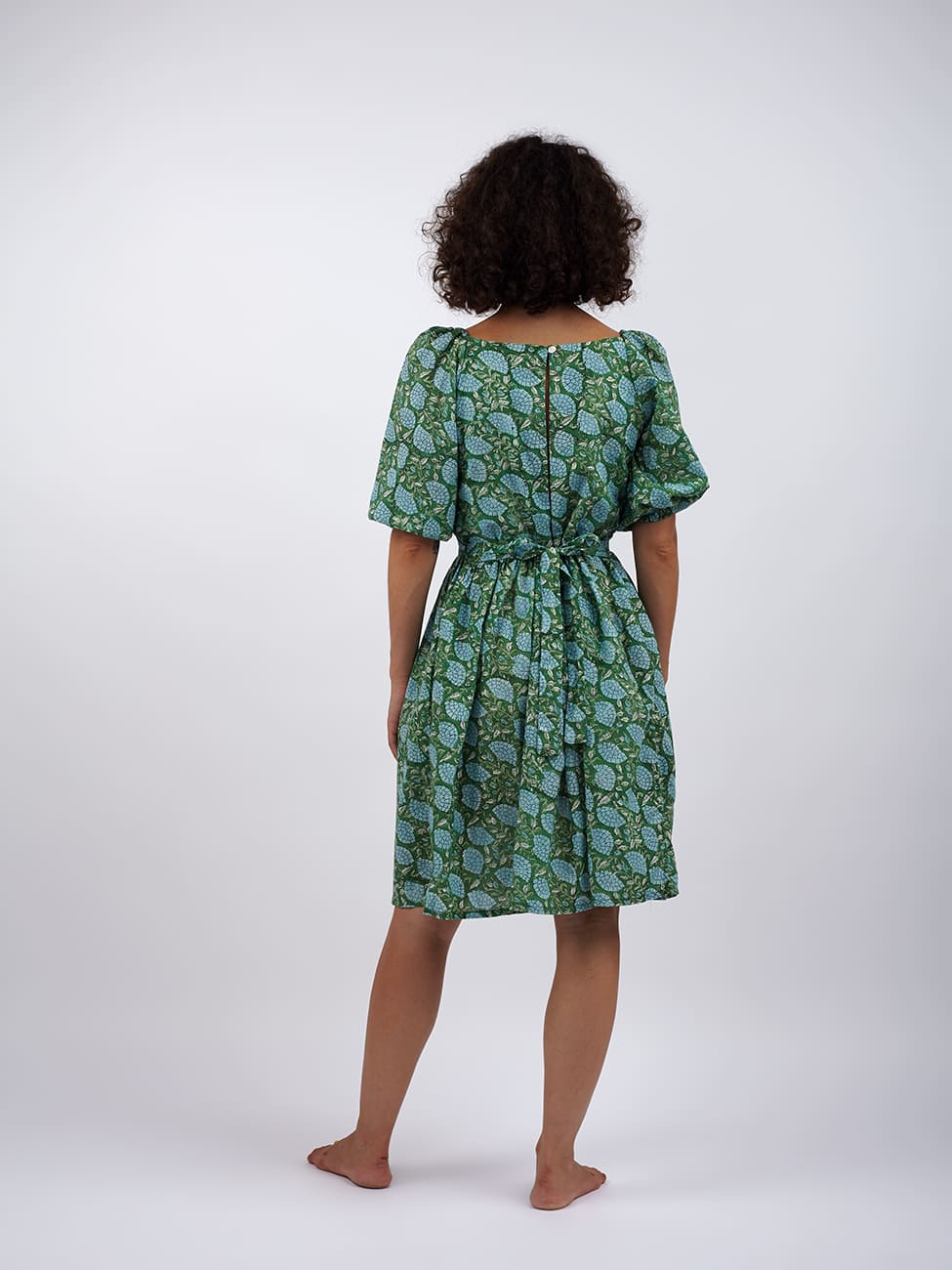 Vestito cotone mini block print Saraswati - XS-S - Bijondo