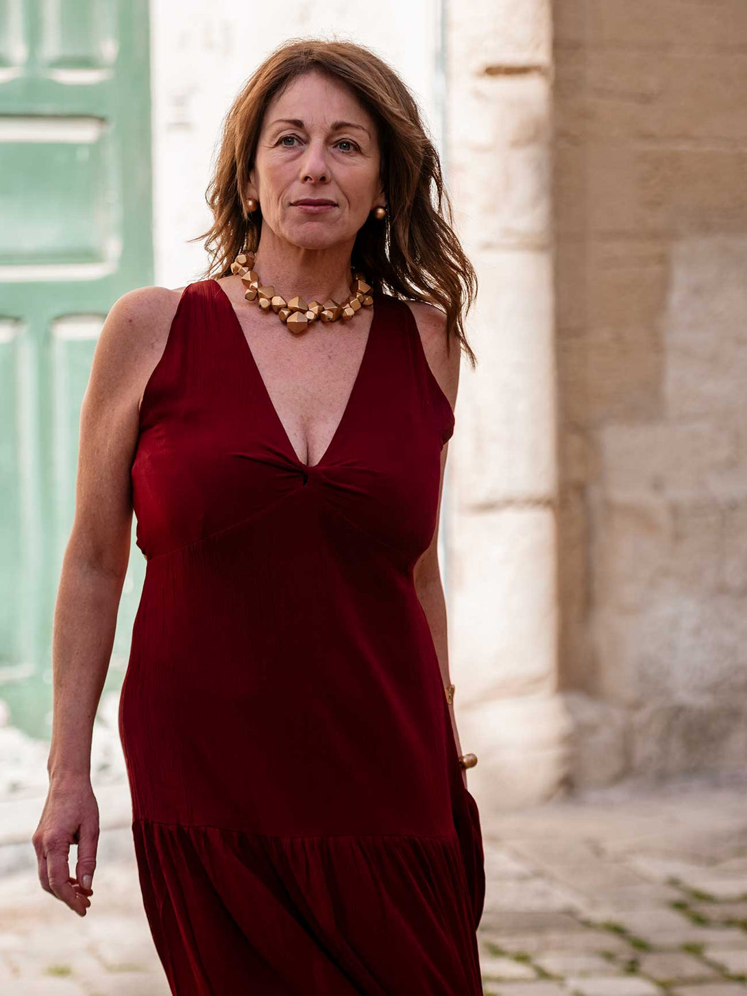 Vestito crinkle rayon lungo Cece-Vestito-Bijondo-Bijondo