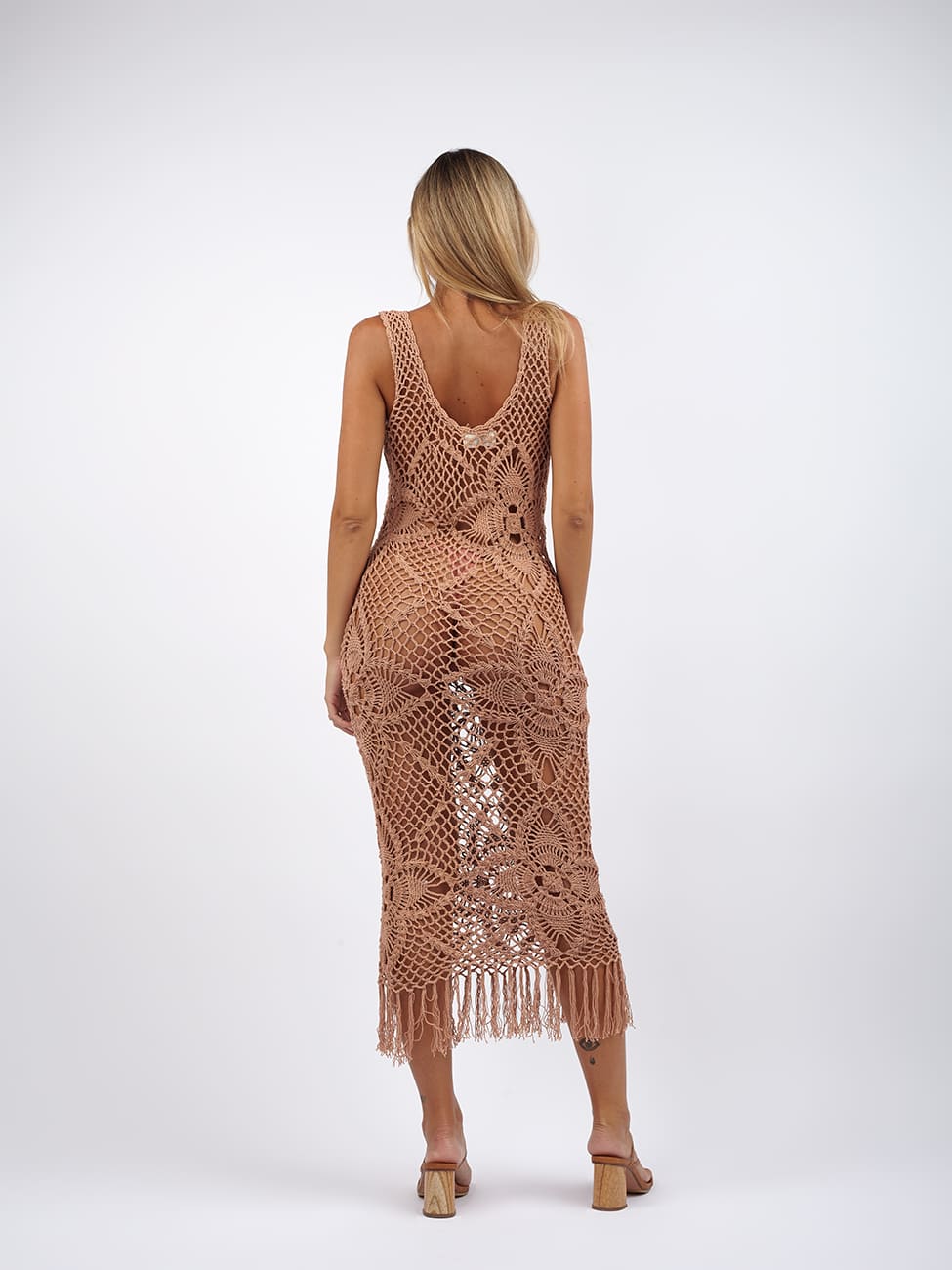 Vestito crochet Mia - beige - Bijondo