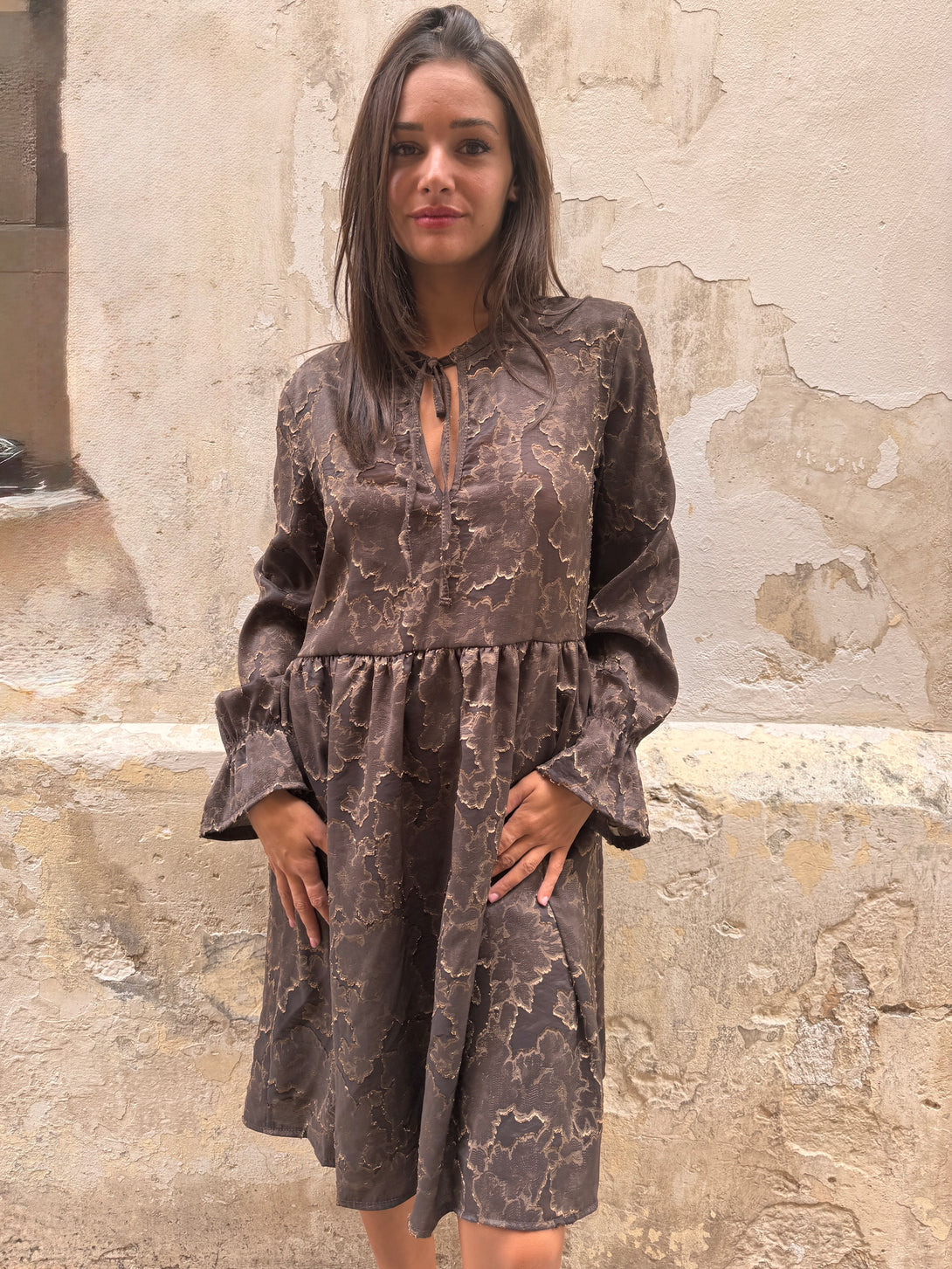 Vestito elegante corto devoré Aimee-vestito-Bijondo-Bijondo