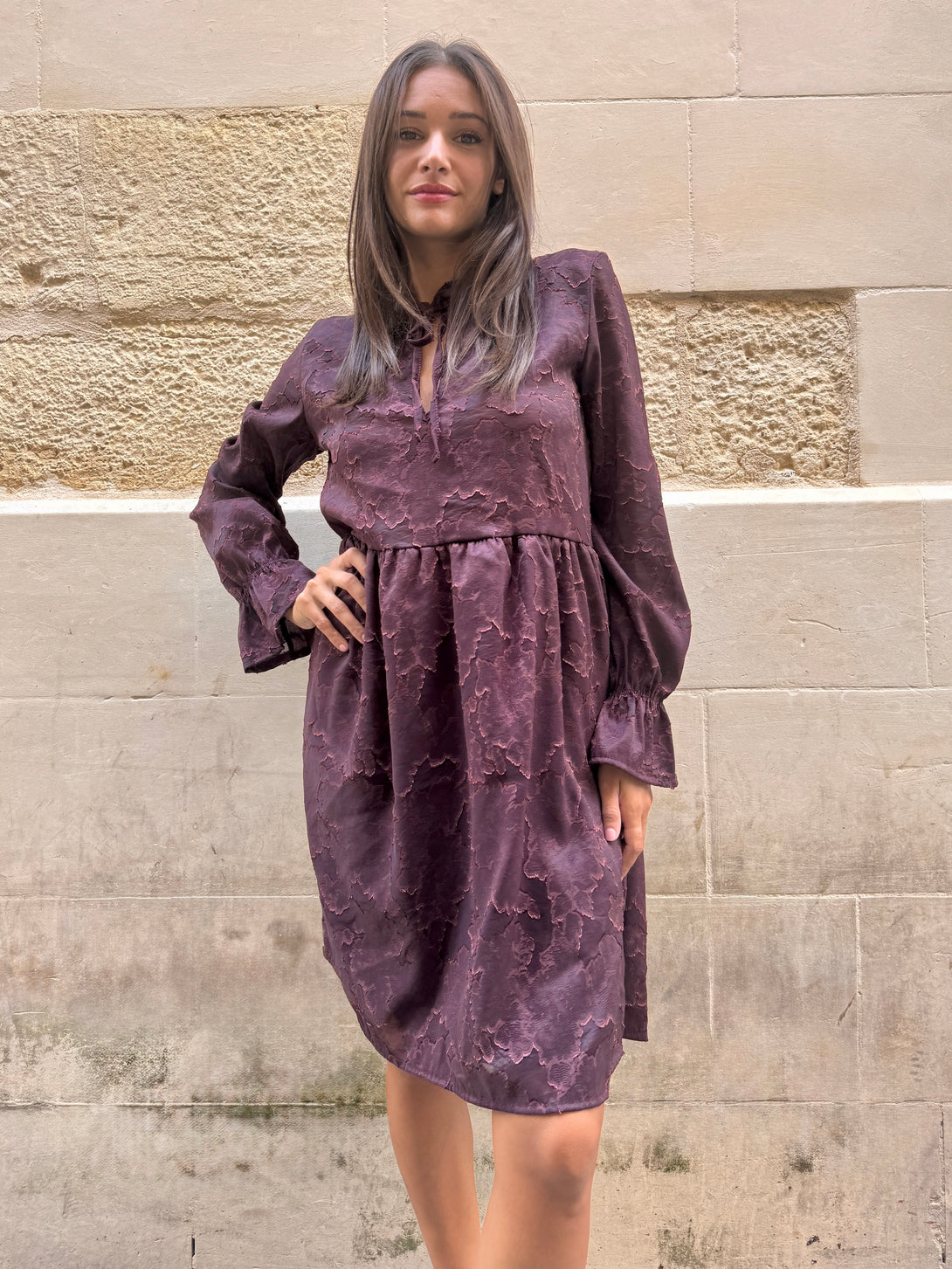 Vestito elegante corto devoré Aimee-vestito-Bijondo-Bijondo