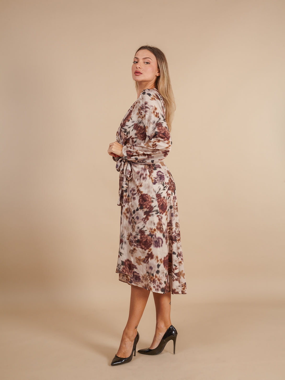 Vestito elegante floreale midi Virginia-vestito midi-Bijondo-floreale-S-Bijondo