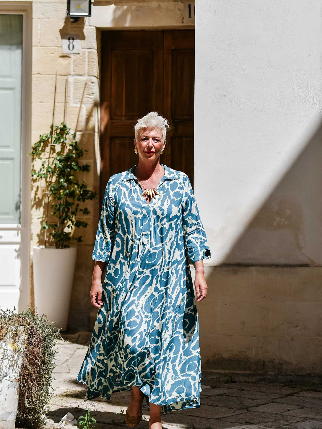 Vestito elegante, lungo, cotone Juliette-vestito-WhyY-Blu-S-M-Bijondo