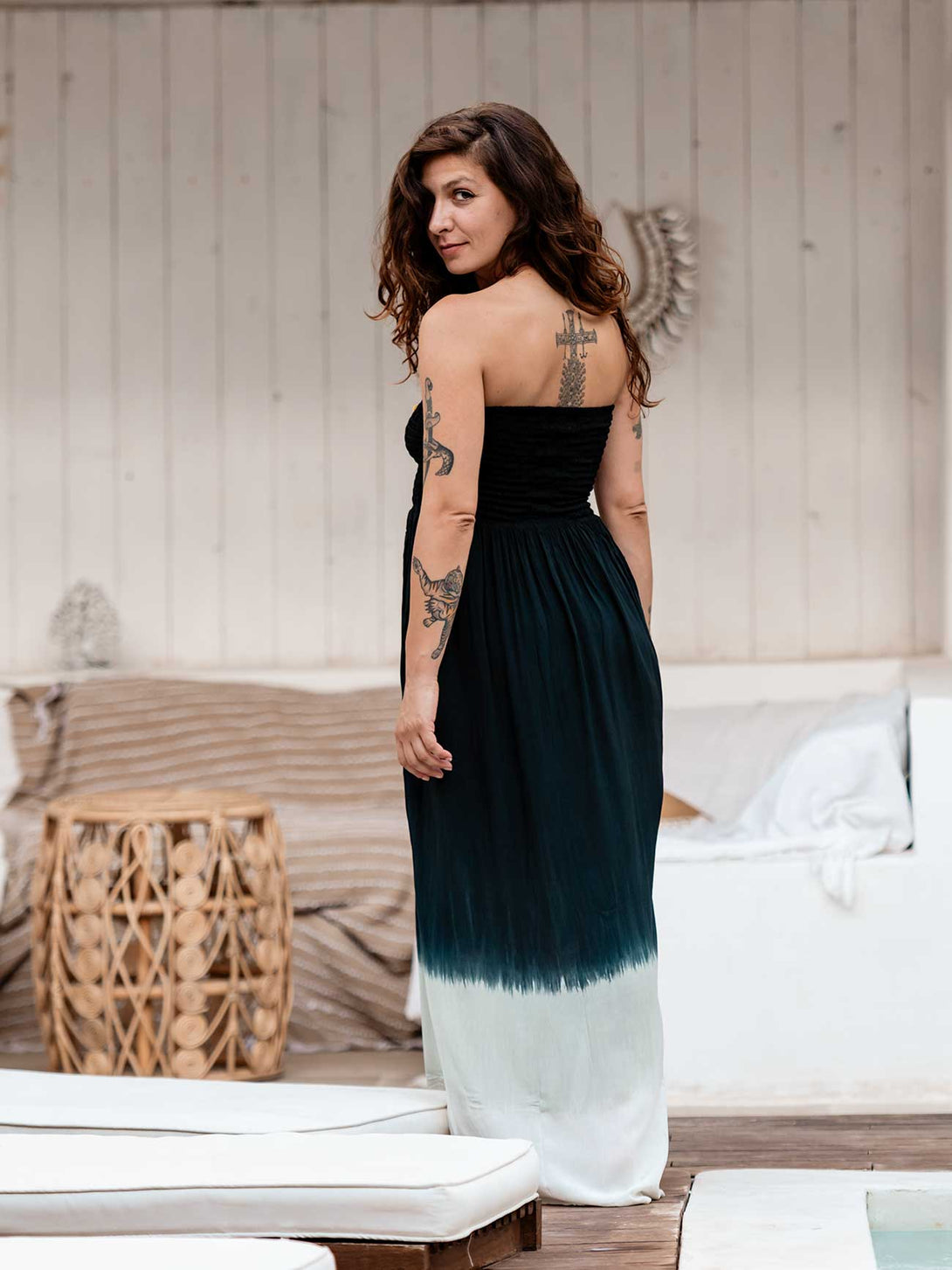 Vestito in Rayon con Top Elasticizzato e Sfumature di Colore Kai-vestito-Bijondo-Bijondo