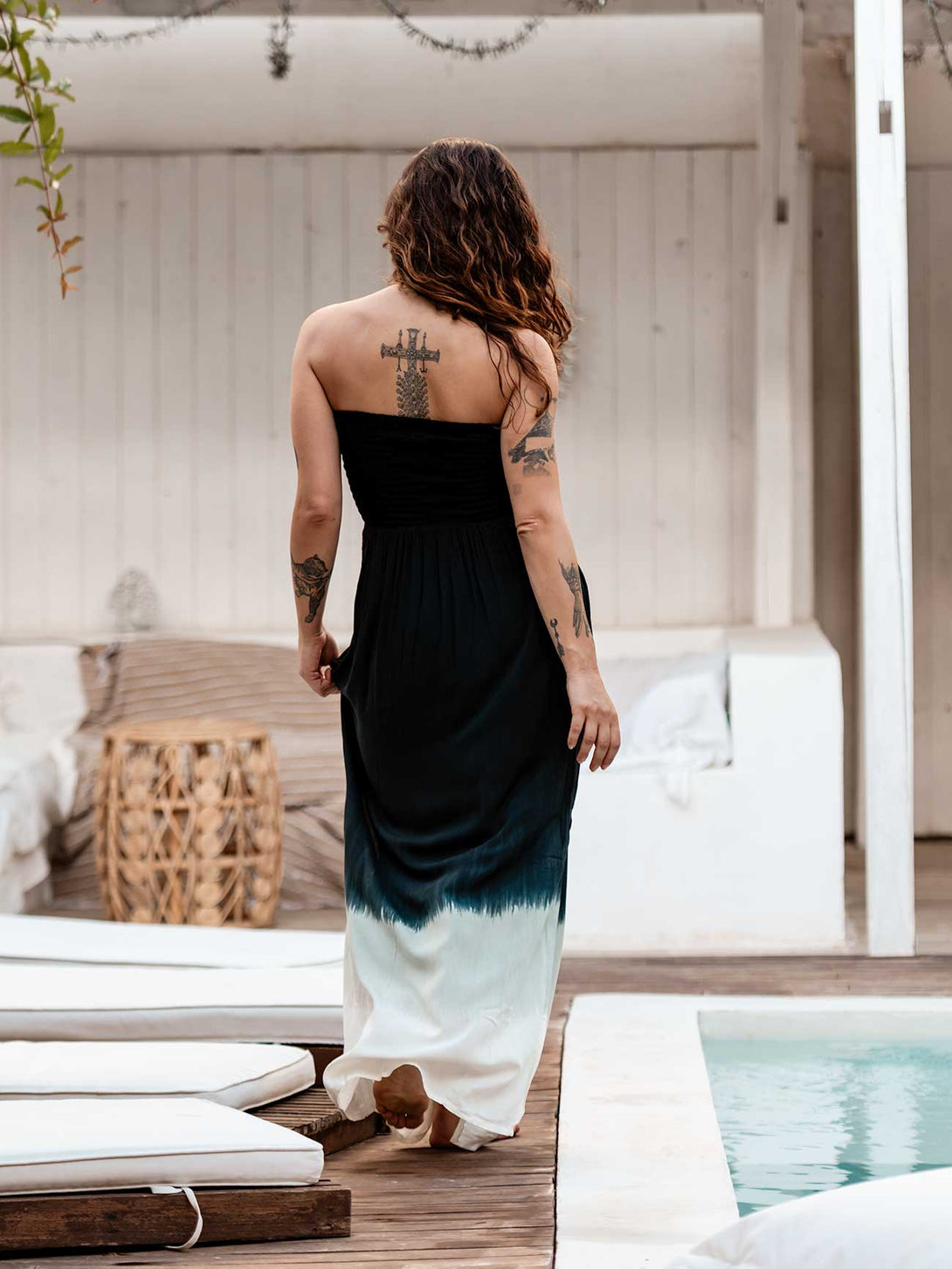 Vestito in Rayon con Top Elasticizzato e Sfumature di Colore Kai-vestito-Bijondo-Nero-taglia unica-Bijondo