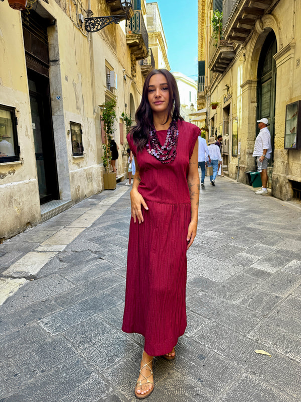 Vestito in taffetà effetto stropicciato Lilly-vestito-Bijondo-Rosso-taglia unica-Bijondo