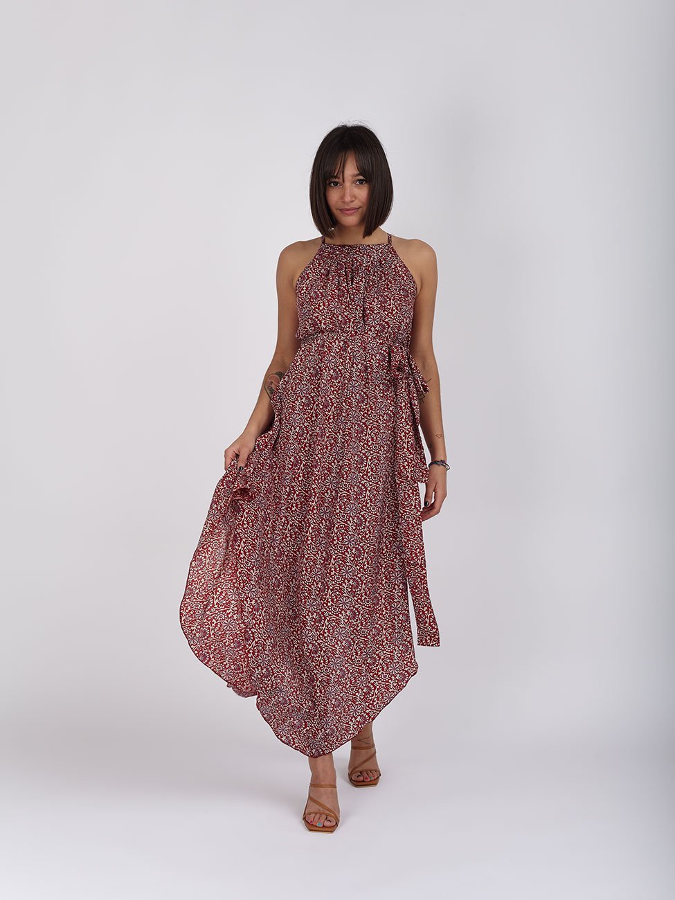 Vestito lungo Agata - rosso - Bijondo