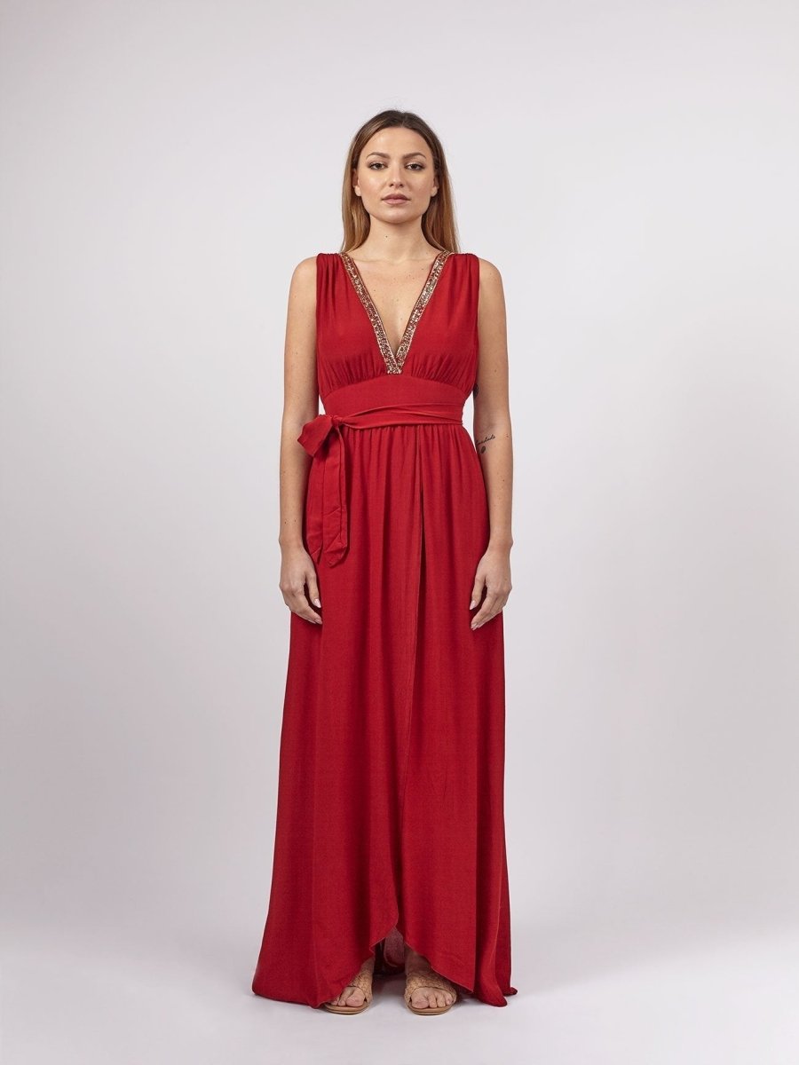 Vestito lungo Alessia - rosso - Bijondo