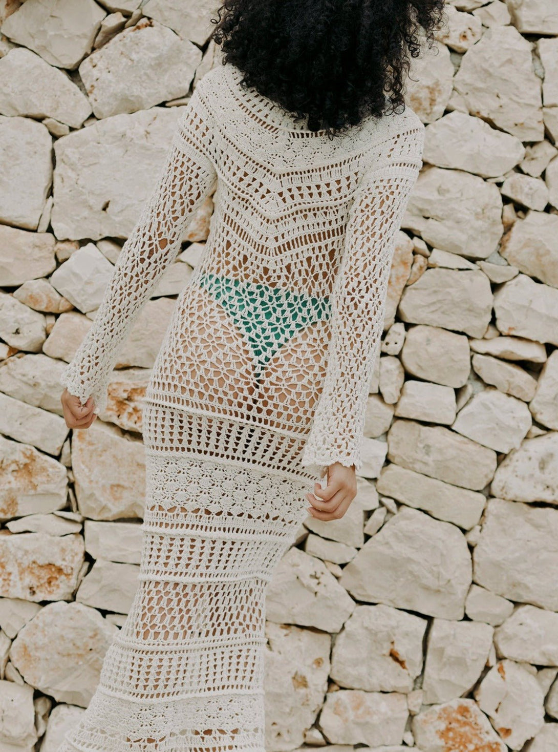 Vestito lungo Crochet Fumiko - nero - Bijondo