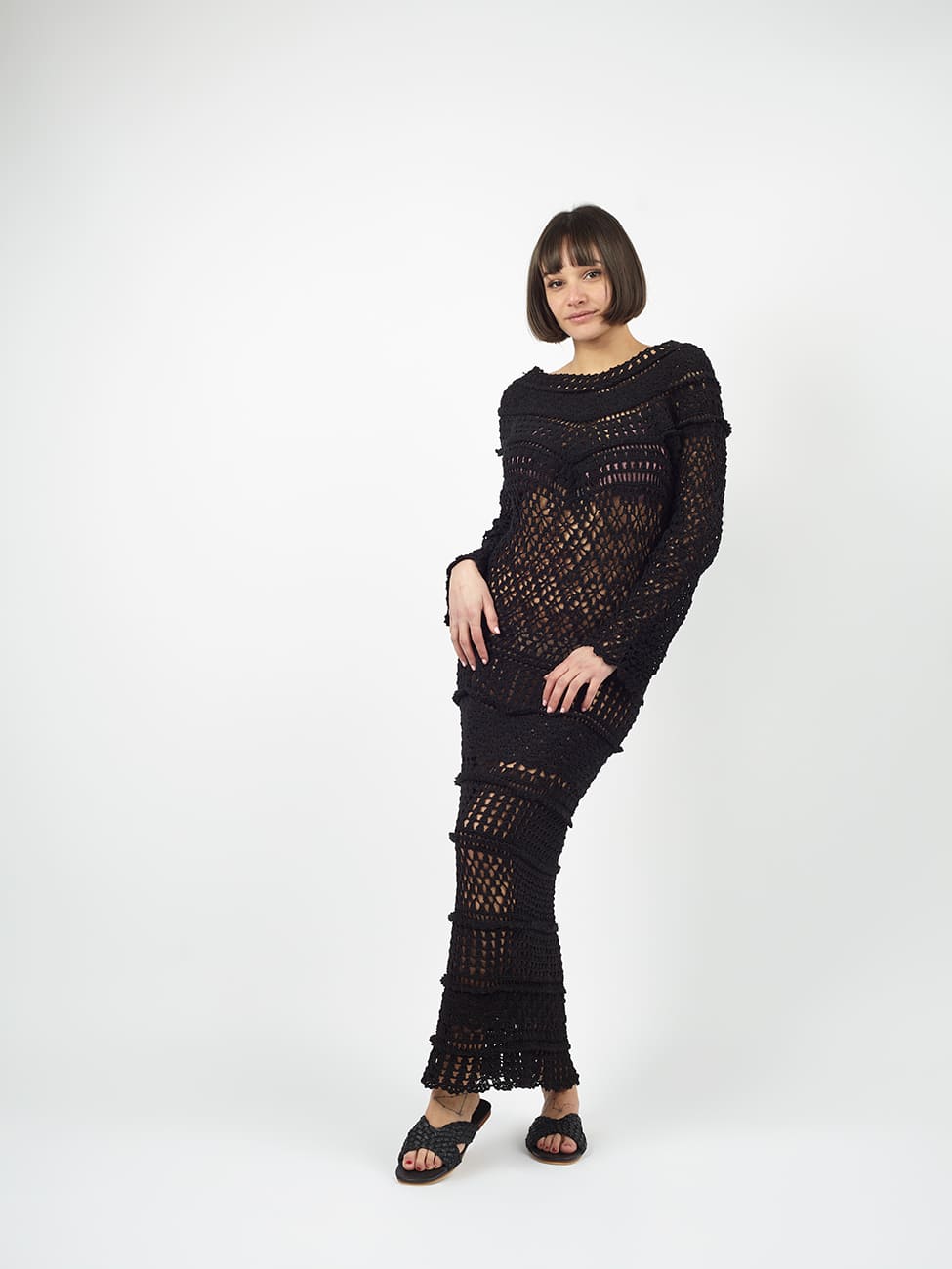 Vestito lungo Crochet Fumiko - nero - Bijondo