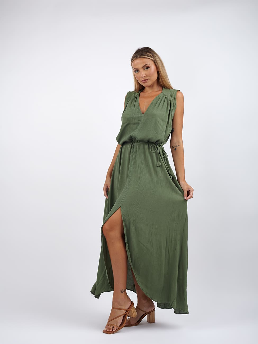 Vestito lungo Daphne - verde - Bijondo