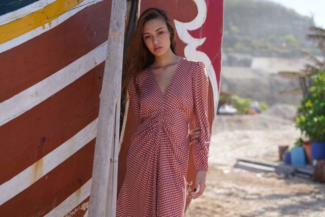 Vestito lungo Elodie - ruggine - Bijondo