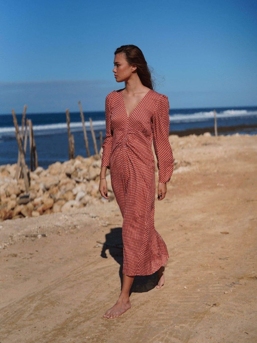 Vestito lungo Elodie - ruggine - Bijondo