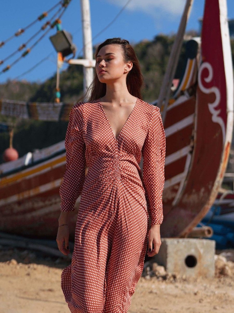 Vestito lungo Elodie - ruggine - Bijondo