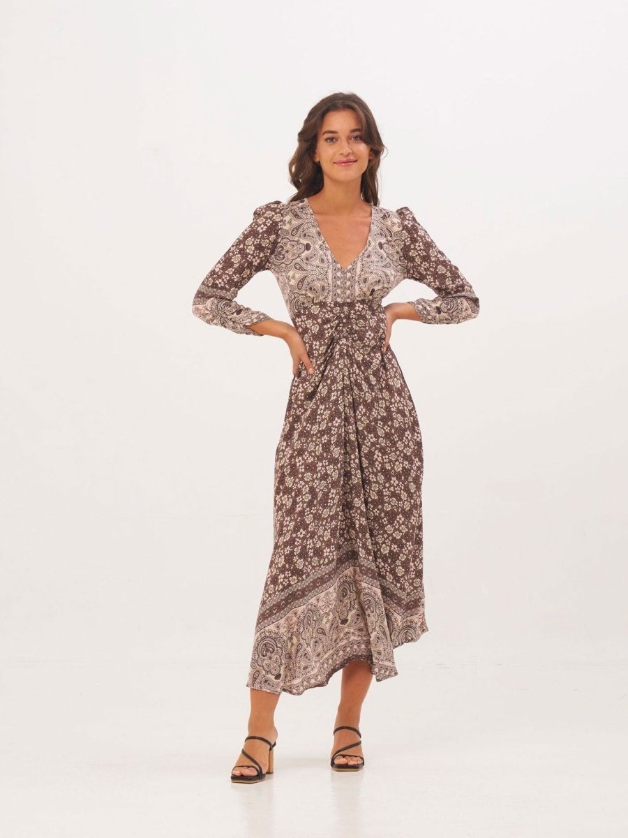 Vestito lungo Elodie - marrone - Bijondo