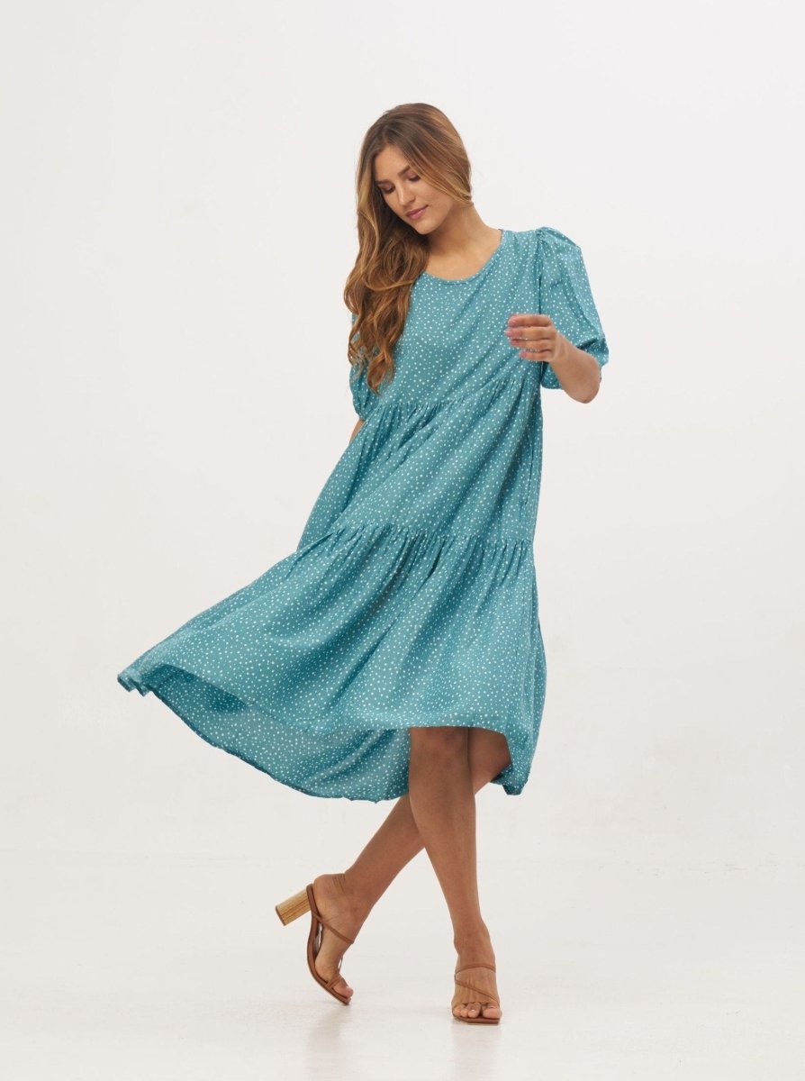 Vestito lungo Emilia - celeste - Bijondo