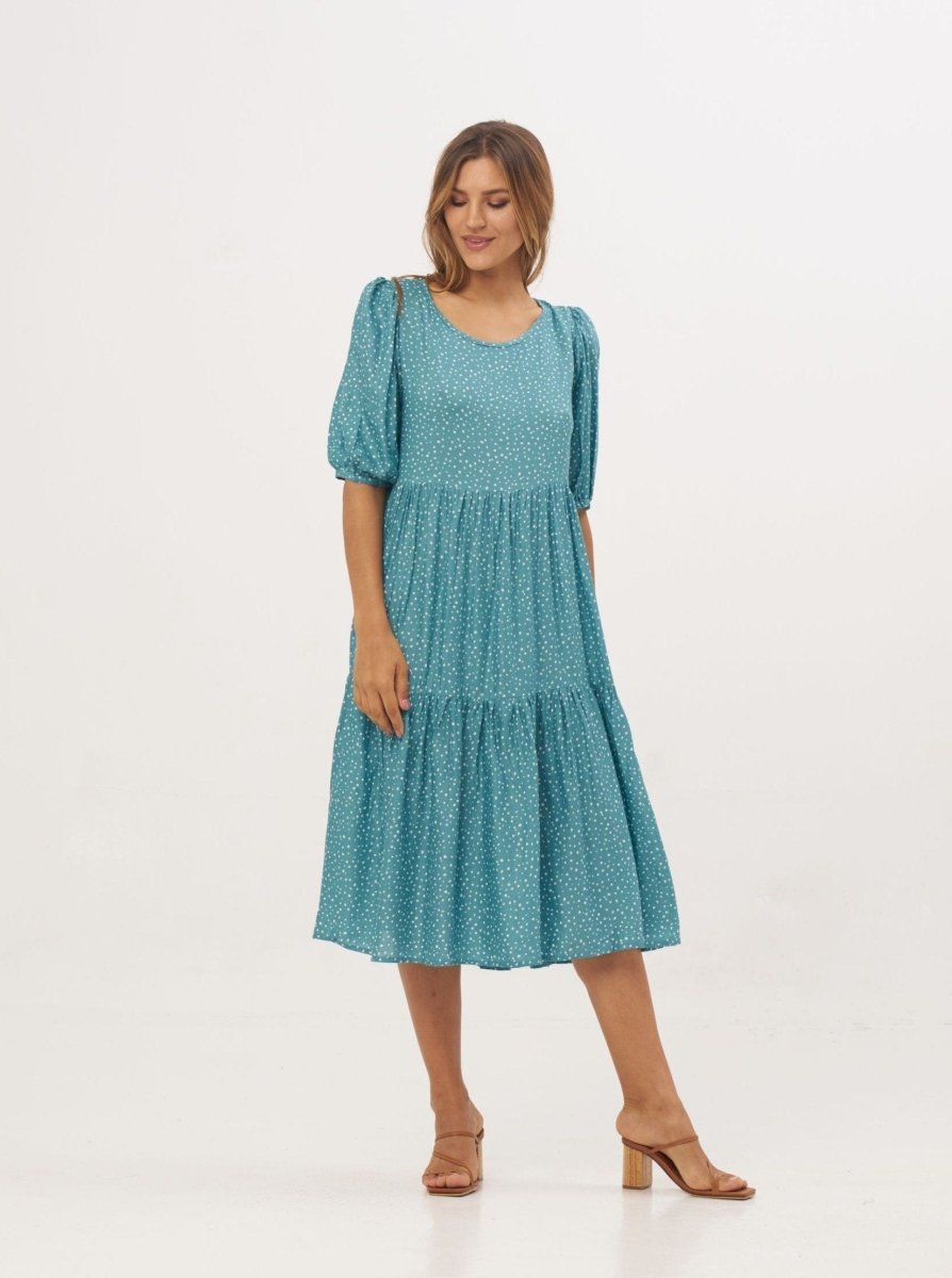 Vestito lungo Emilia - celeste - Bijondo