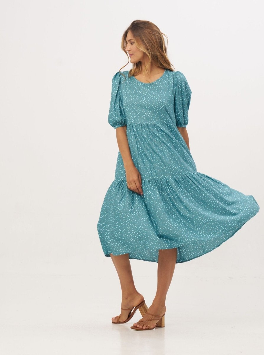 Vestito lungo Emilia - celeste - Bijondo