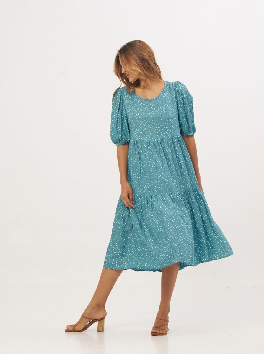 Vestito lungo Emilia - celeste - Bijondo