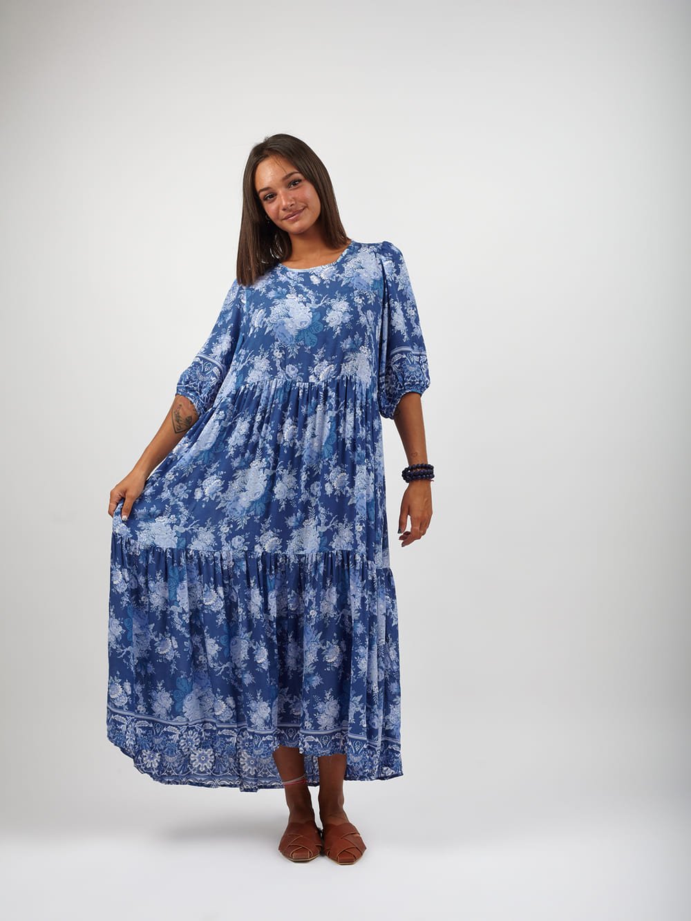 Vestito lungo Emilia - blu - Bijondo