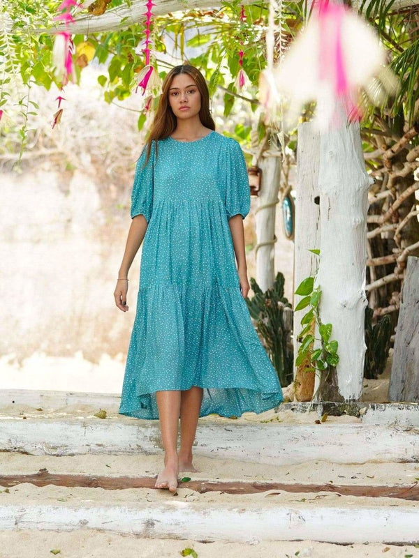 Vestito lungo Emilia - celeste - Bijondo