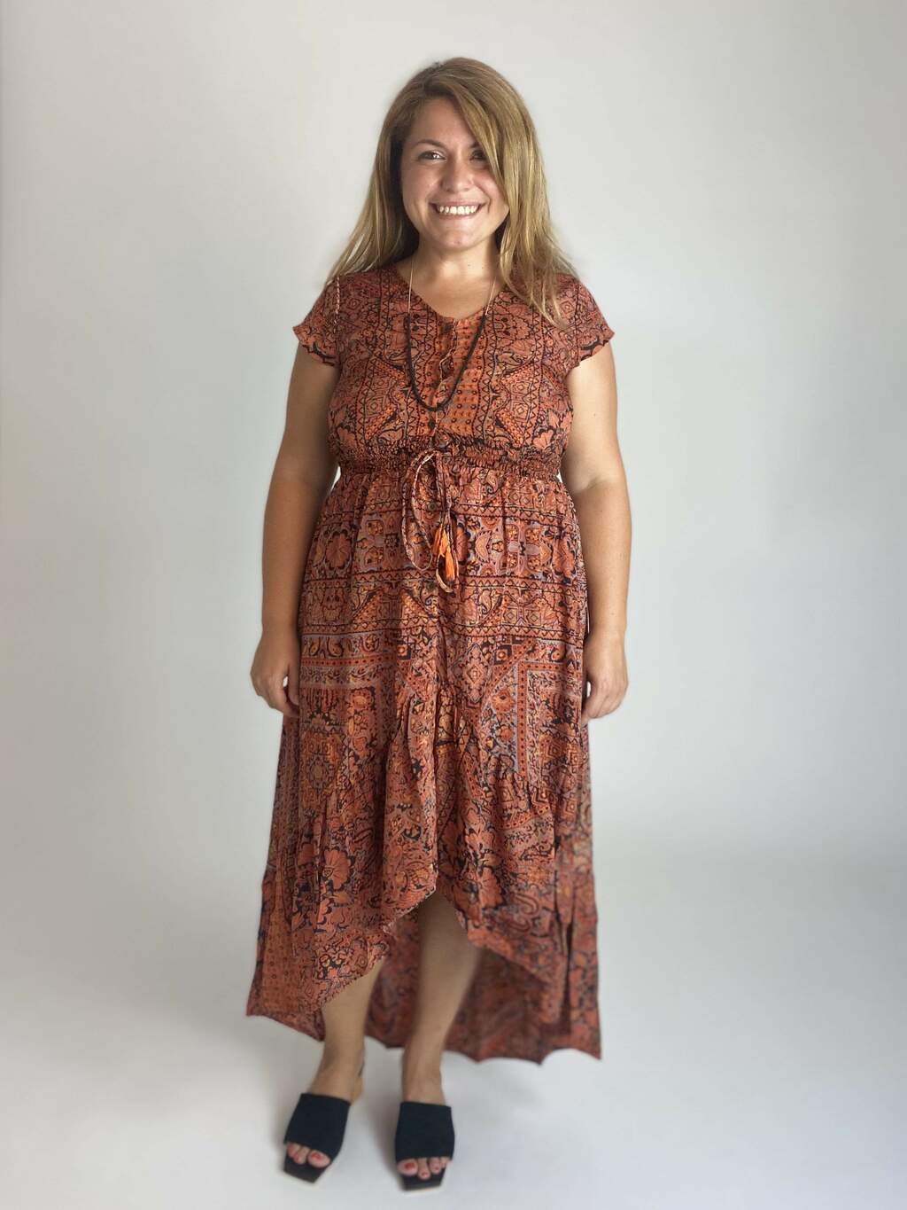 Vestito lungo Francesca - arancione - Bijondo