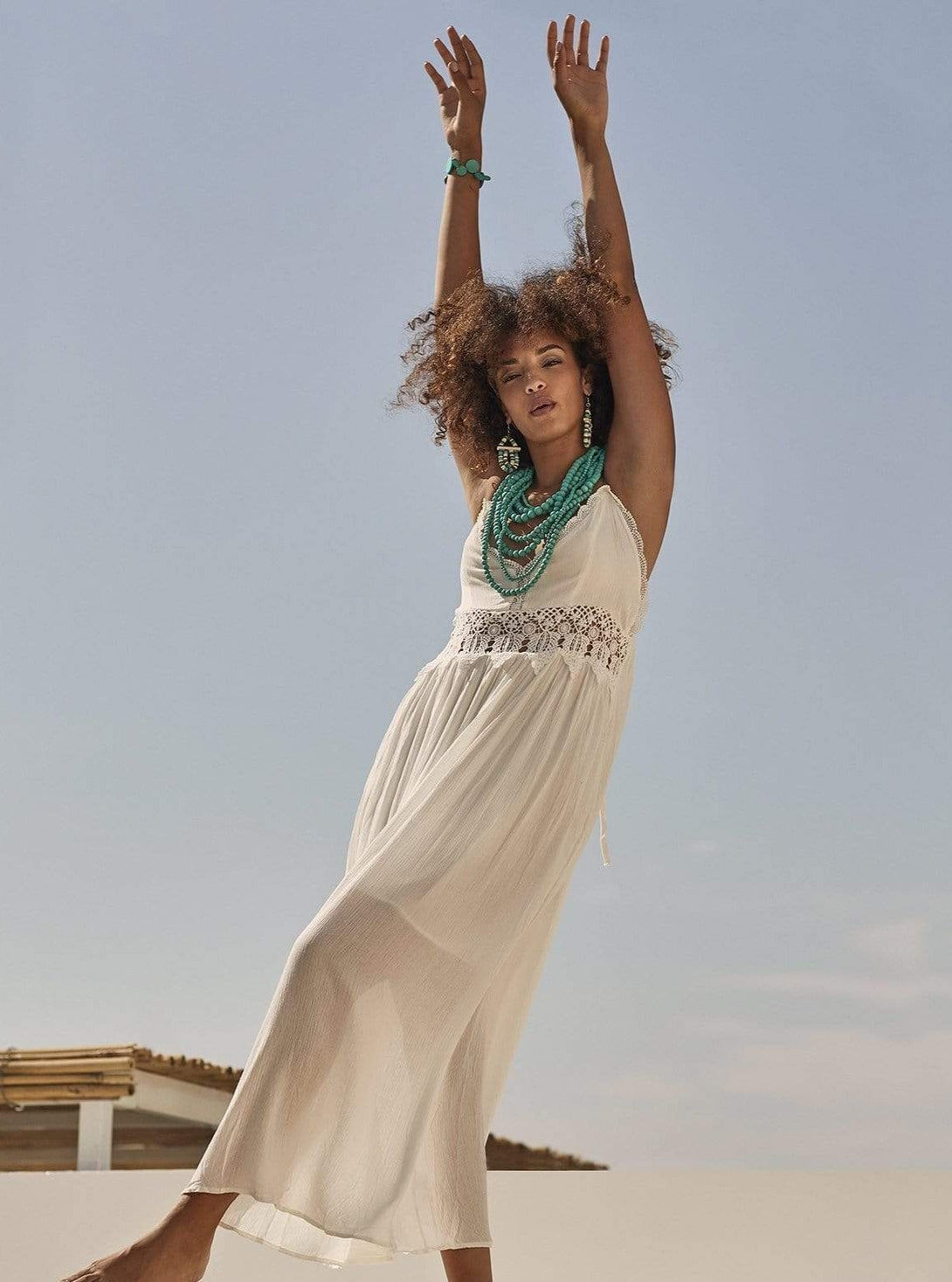 Vestito lungo Kelis - bianco - Bijondo