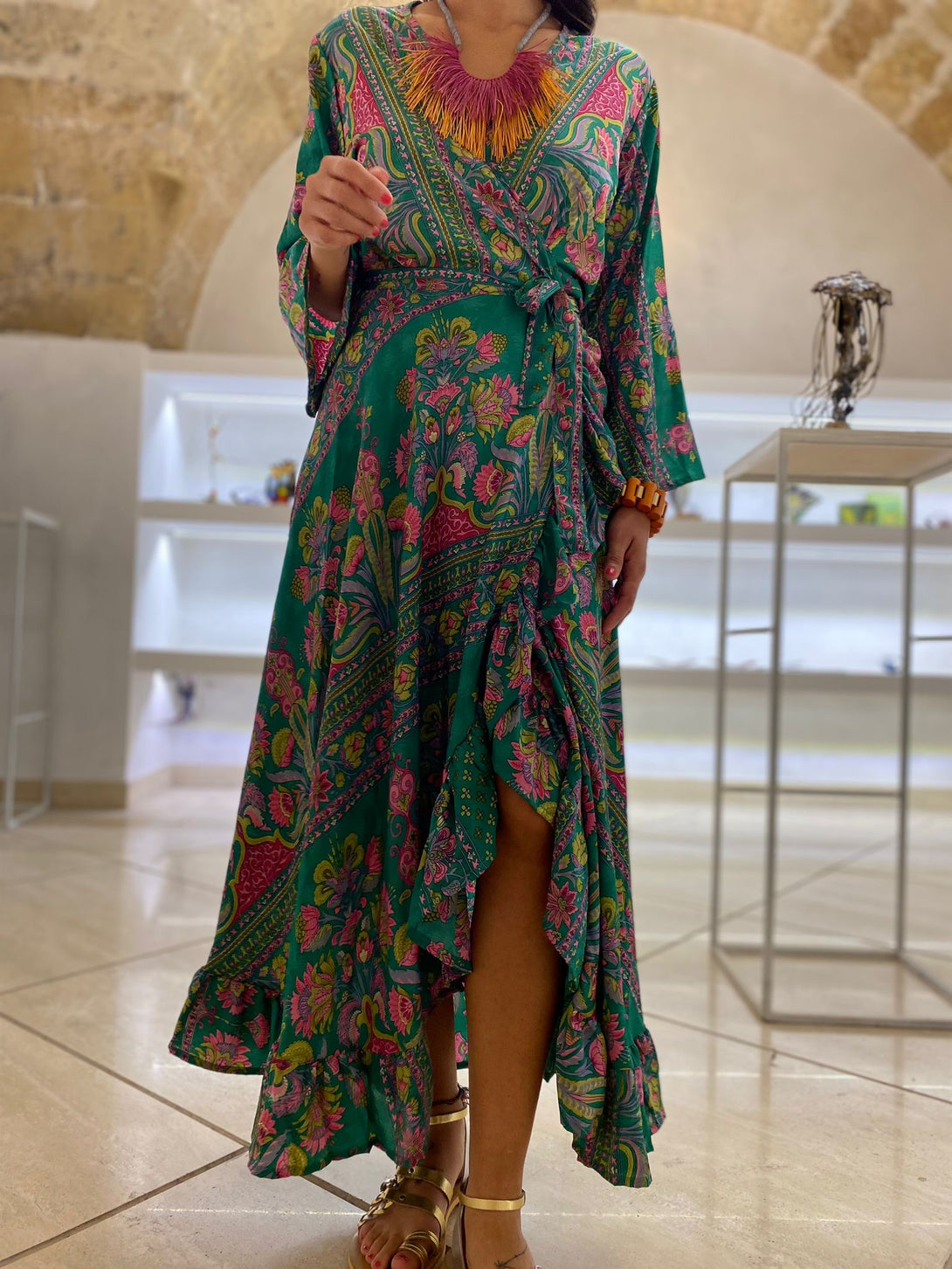 Vestito lungo Kimono seta Carmen-Vestito-WhyY-Bijondo