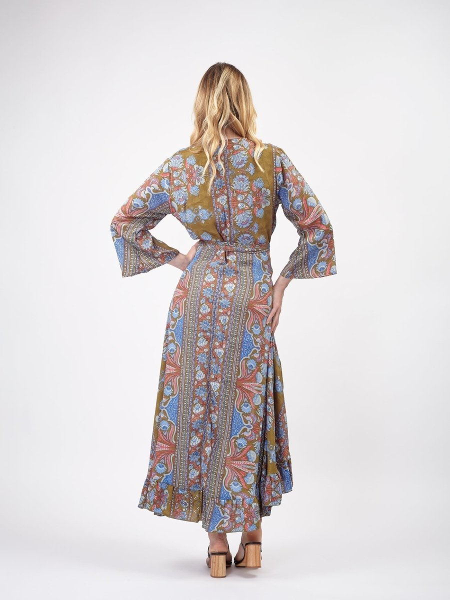 Vestito lungo Kimono seta Carmen - cachi - Bijondo