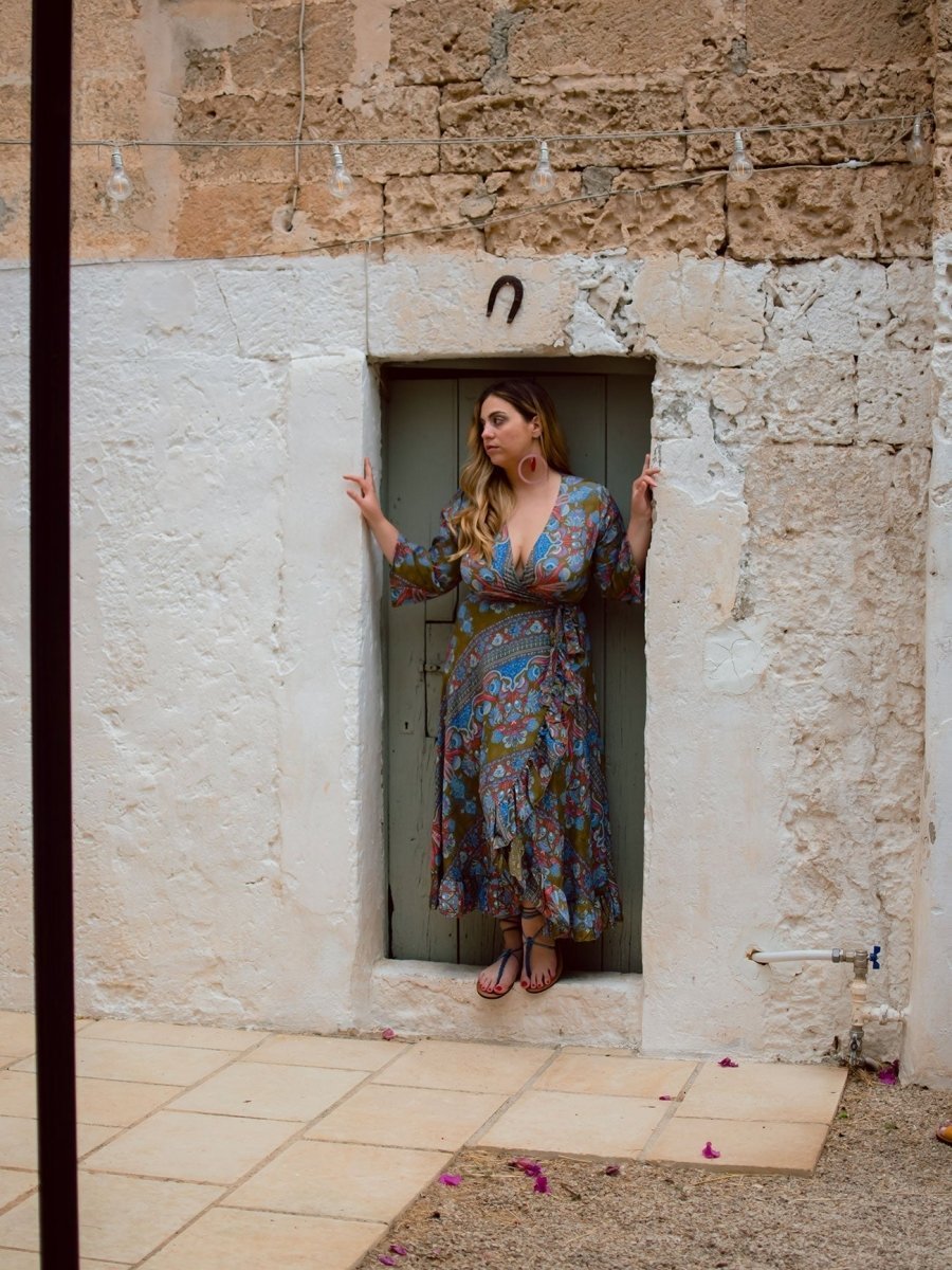 Vestito lungo Kimono seta Carmen - cachi - Bijondo