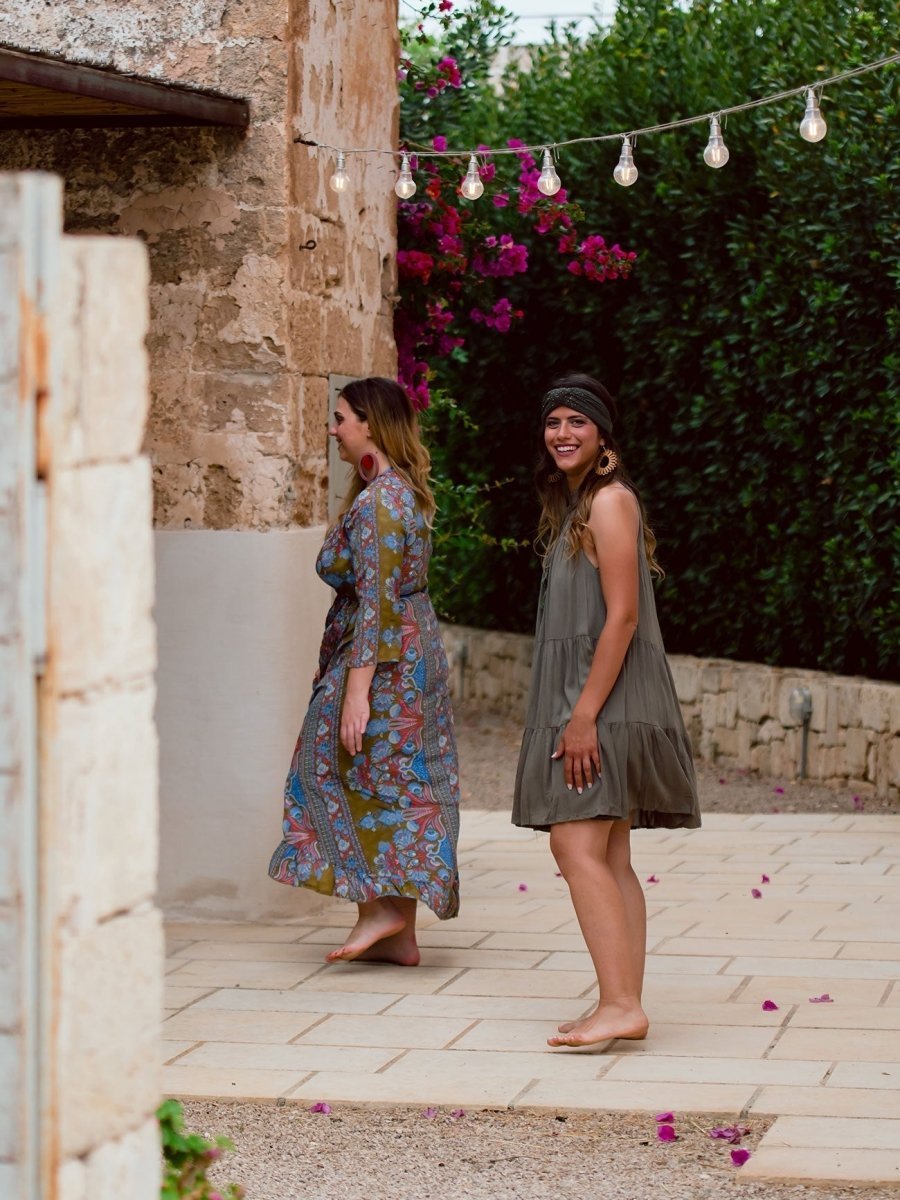 Vestito lungo Kimono seta Carmen - cachi - Bijondo