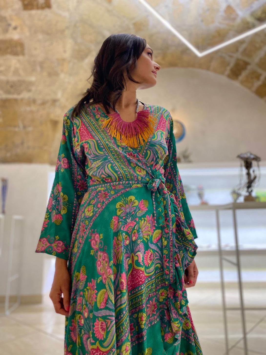 Vestito lungo Kimono seta Carmen-Vestito-WhyY-Bijondo