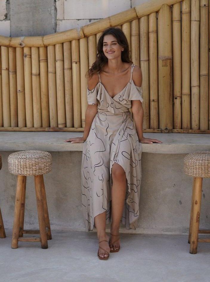 Vestito lungo Ludovica - sabbia - Bijondo