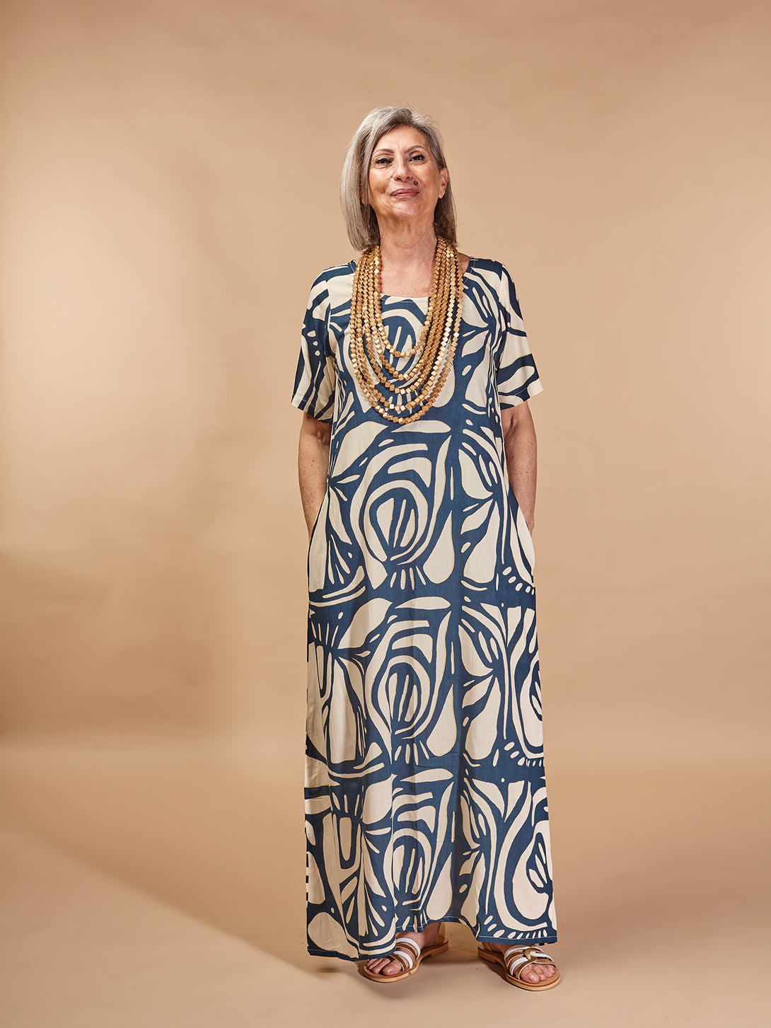 Vestito lungo Rayon Constance-Vestito-Bijondo-Blu-S-M-Bijondo