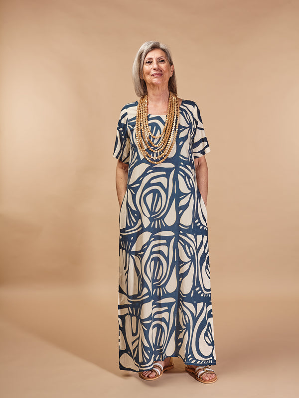 Vestito lungo Rayon Constance-Vestito-Bijondo-Blu-S-M-Bijondo