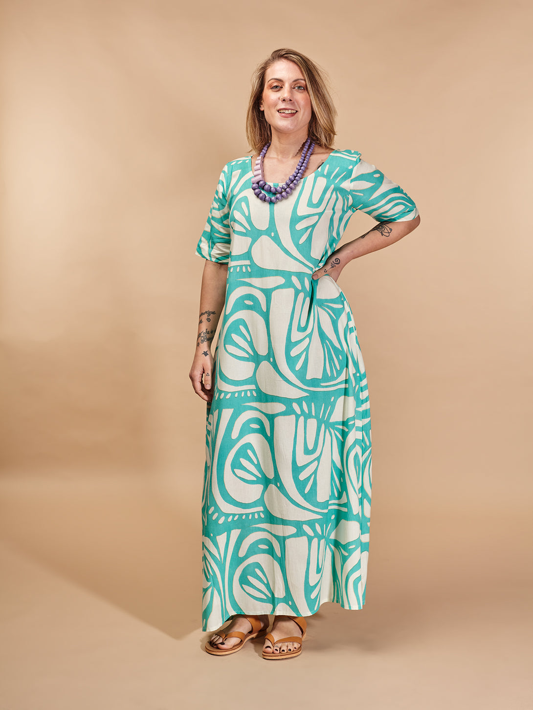 Vestito lungo Rayon Constance-Vestito-Bijondo-Turchese-S-M-Bijondo