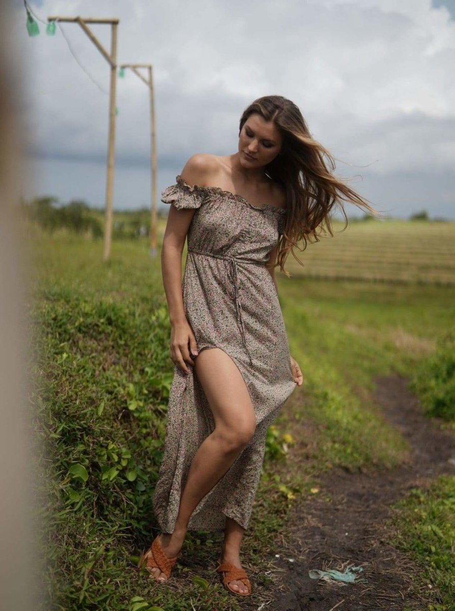 Vestito lungo Veronique - verde - Bijondo