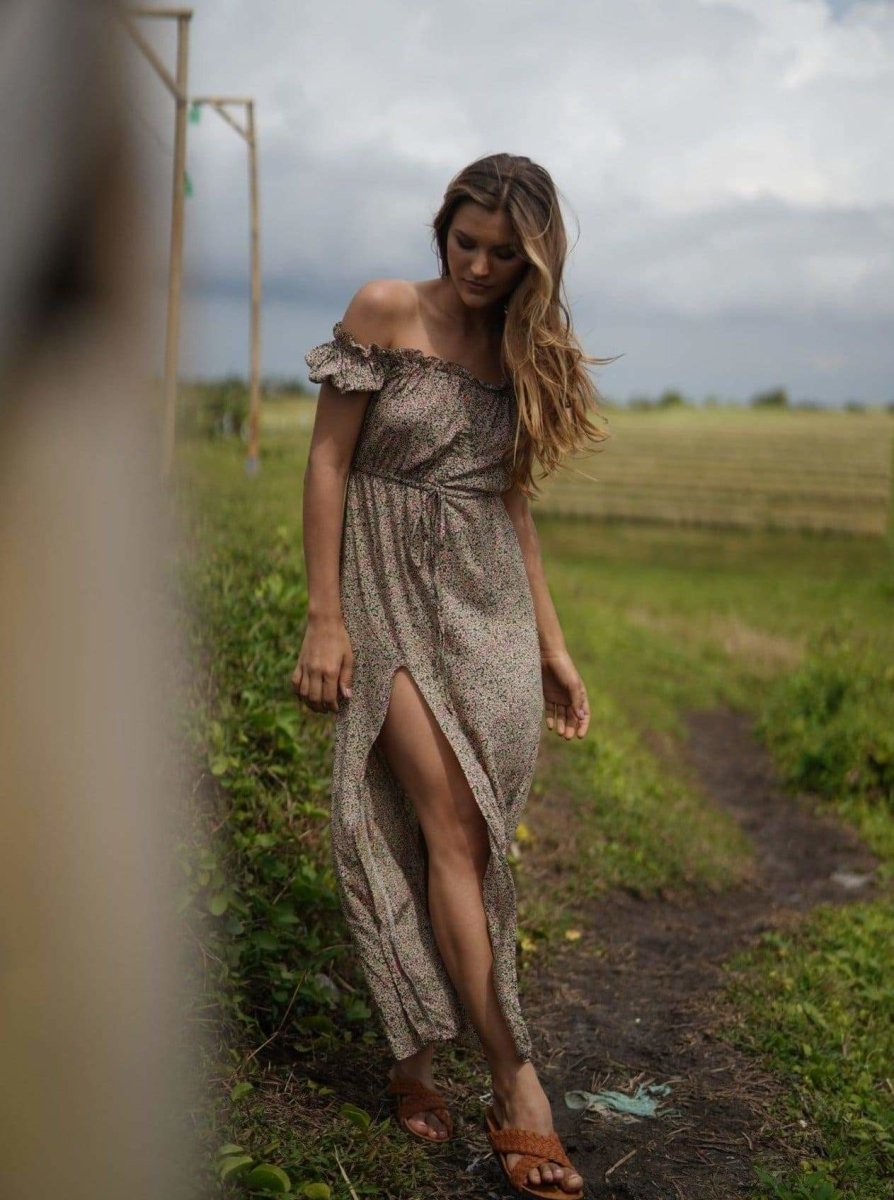 Vestito lungo Veronique - verde - Bijondo