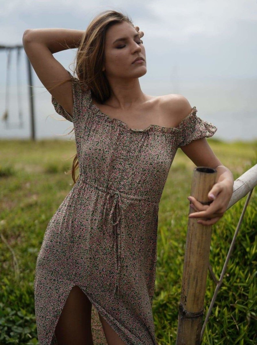 Vestito lungo Veronique - verde - Bijondo