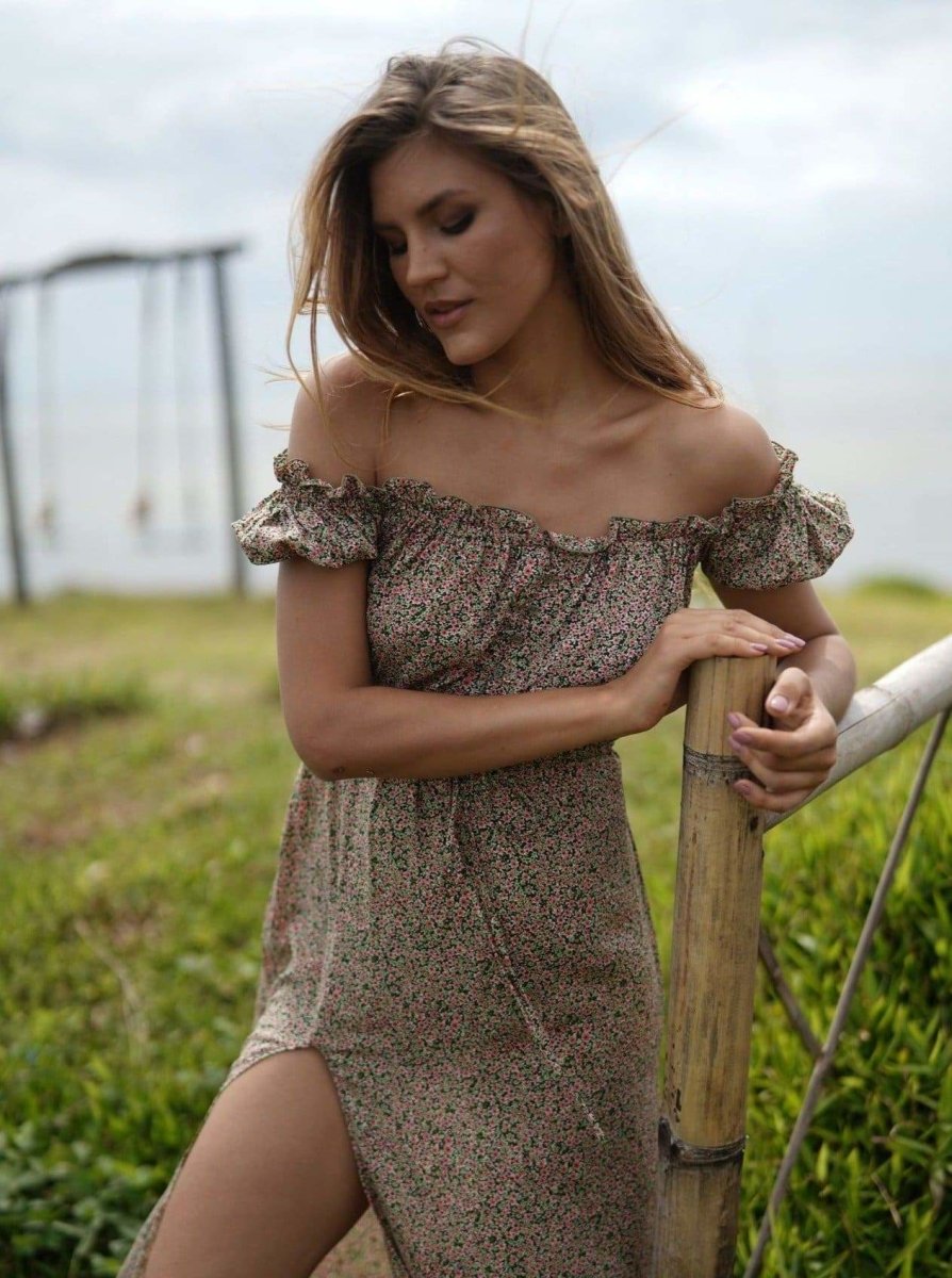 Vestito lungo Veronique - verde - Bijondo