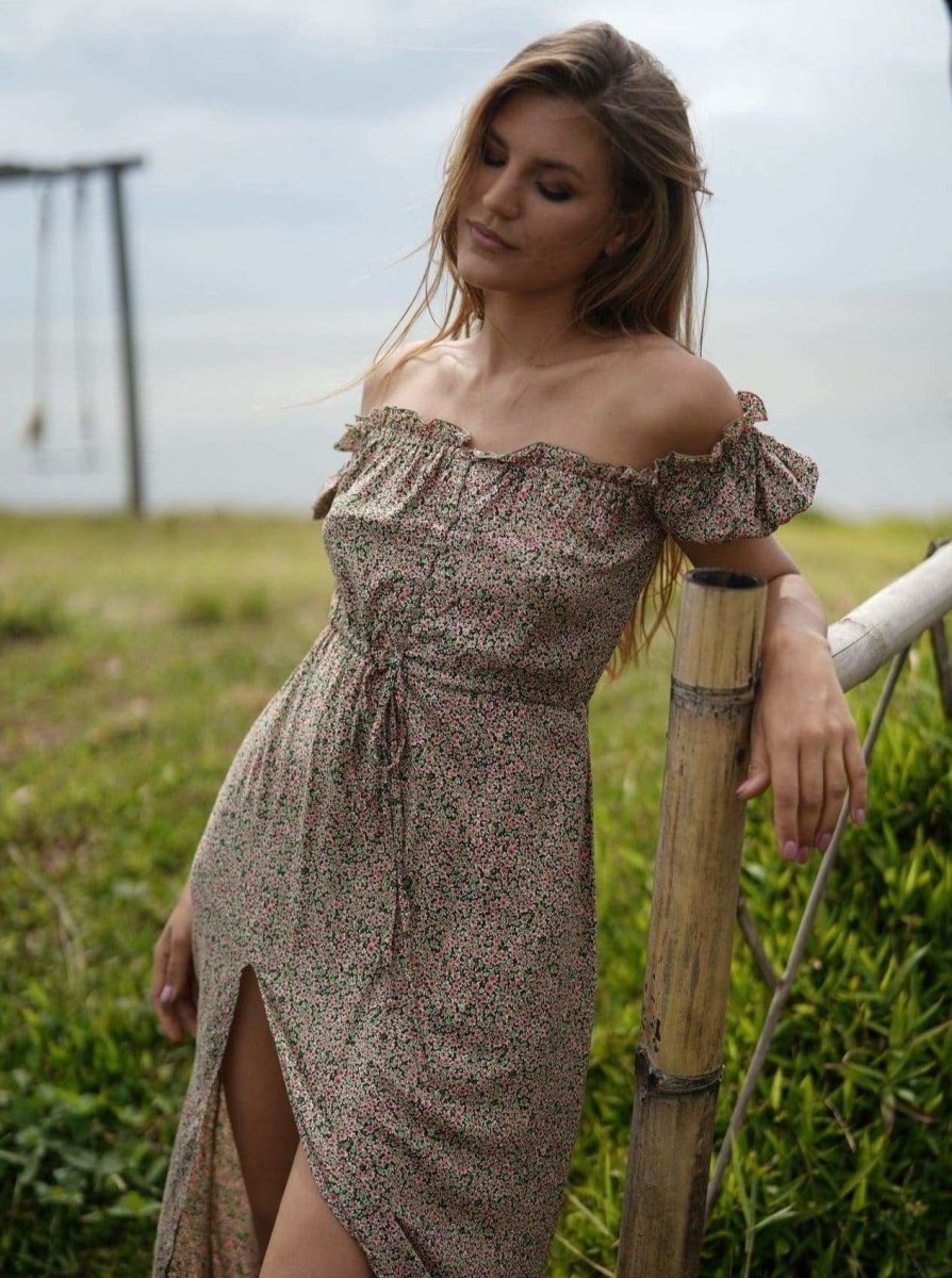 Vestito lungo Veronique - verde - Bijondo