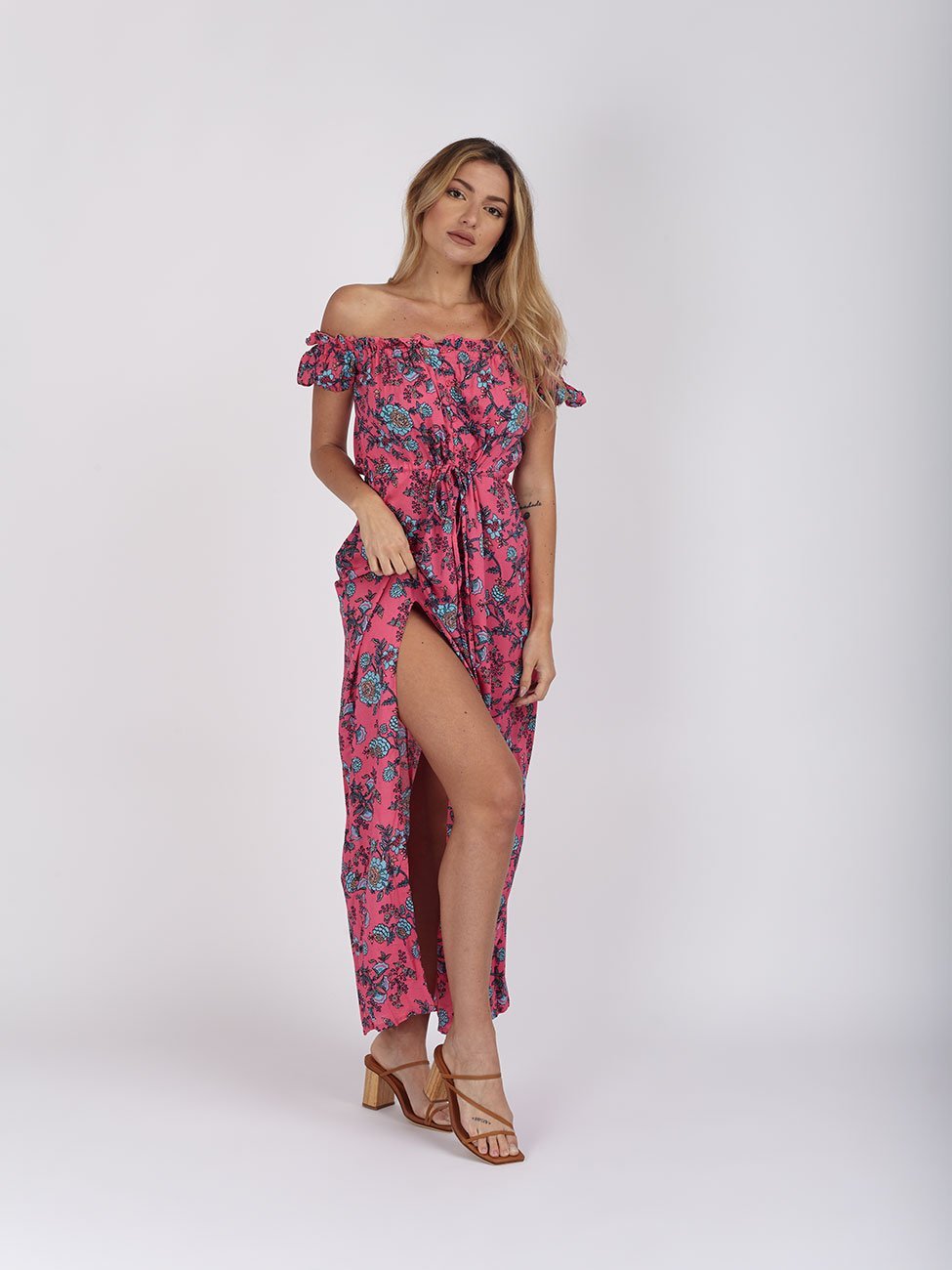 Vestito lungo Veronique - fucsia - Bijondo