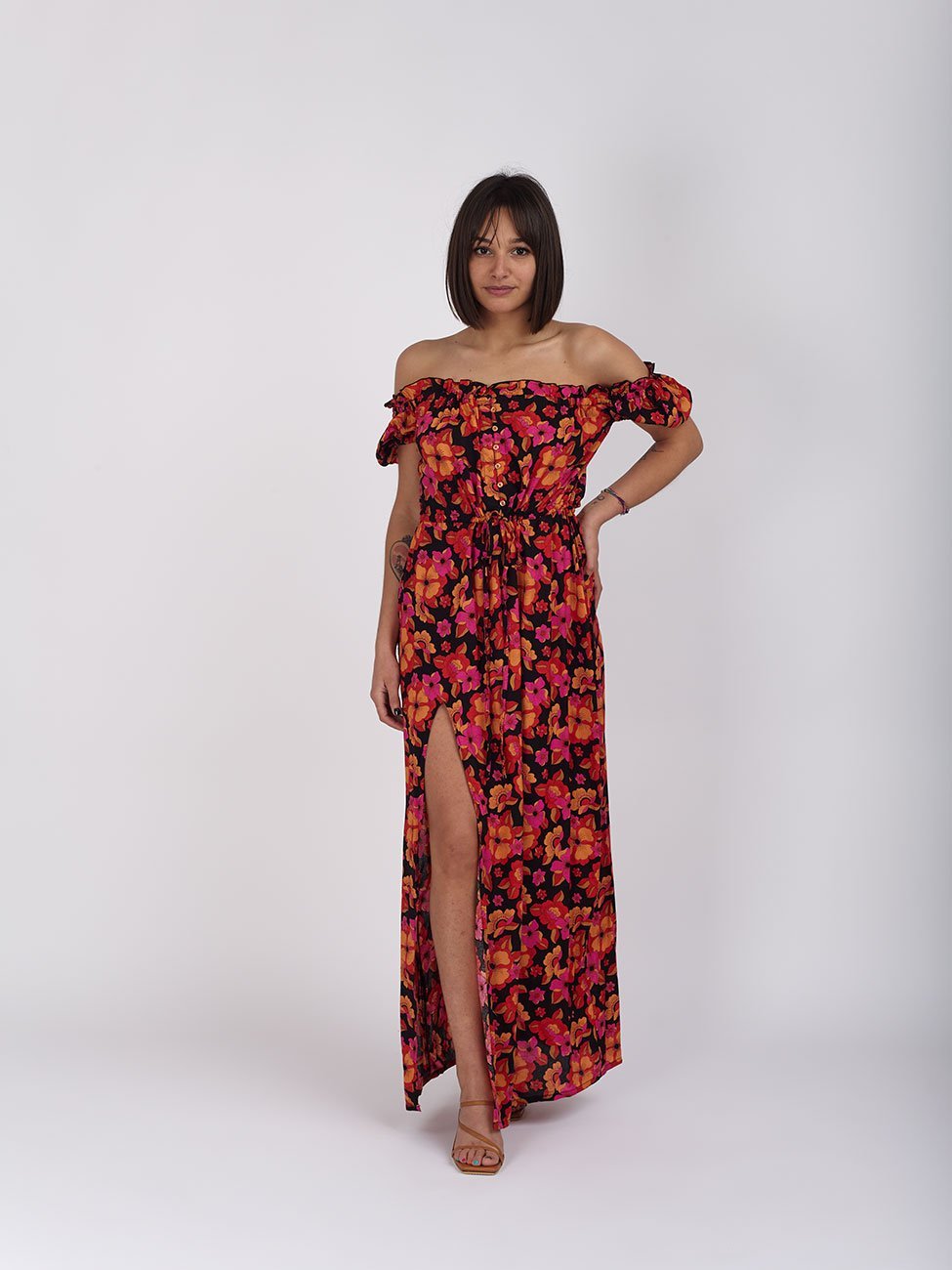 Vestito lungo Veronique - rosso - Bijondo