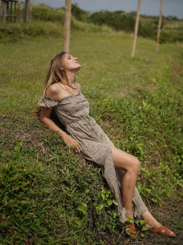 Vestito lungo Veronique - verde - Bijondo